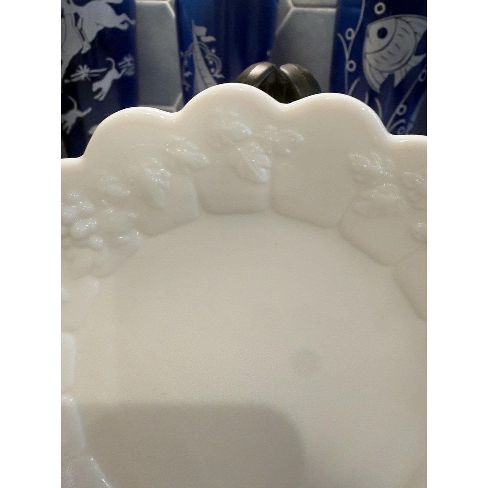 Westmoreland Paneled Grape Milk Glass 6 1/4" Bread Dessert Plate Mid Century - Picture 2 of 6